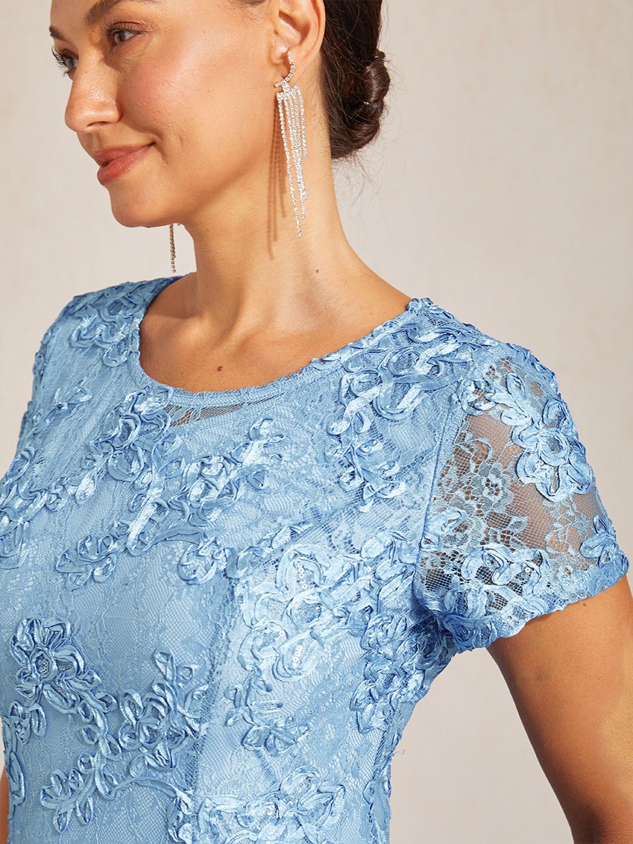 Vestido evasé de encaje rosetón con detalles de lentejuelas - Nhaura