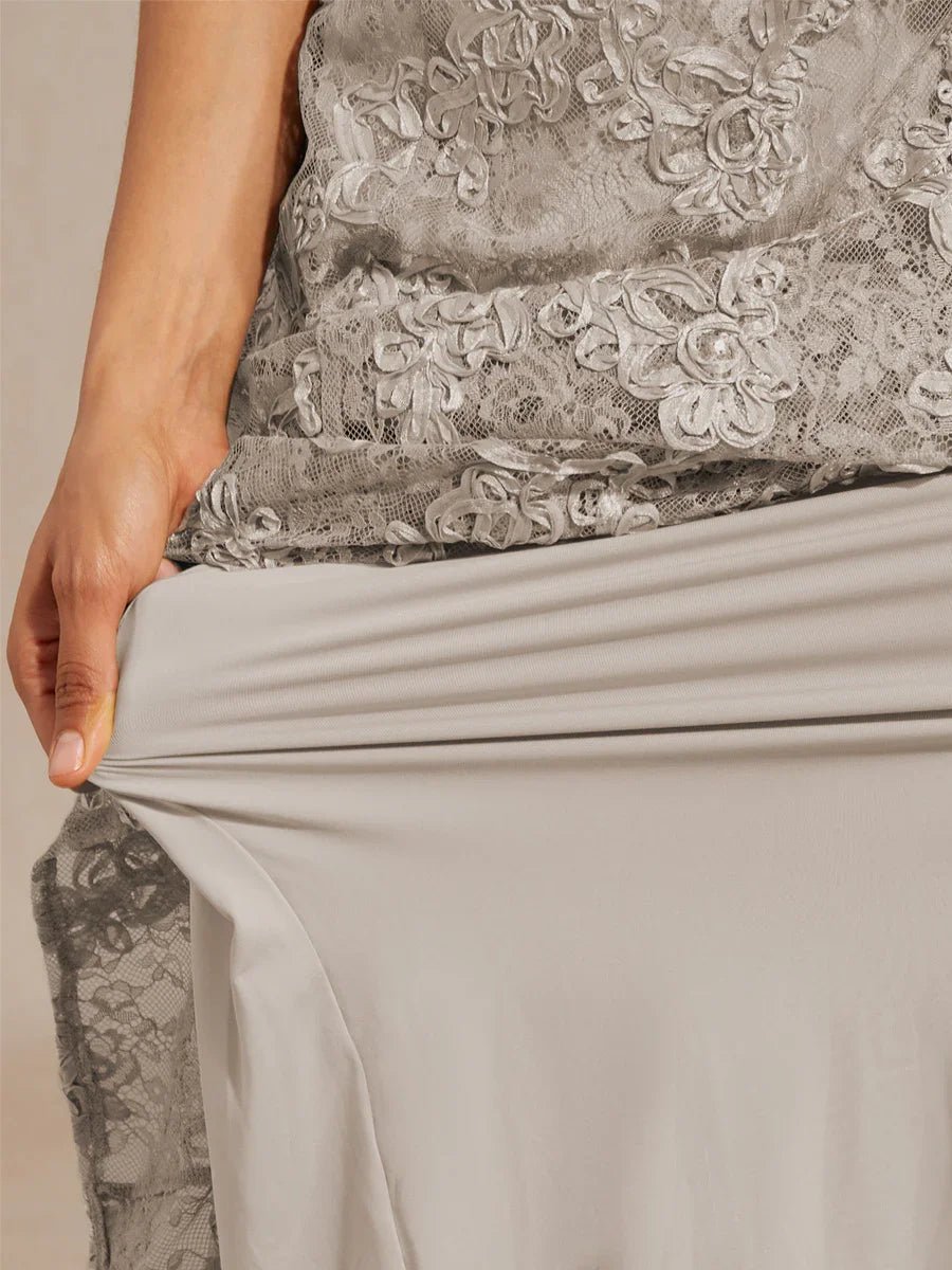 Vestido evasé de encaje rosetón con detalles de lentejuelas - Nhaura