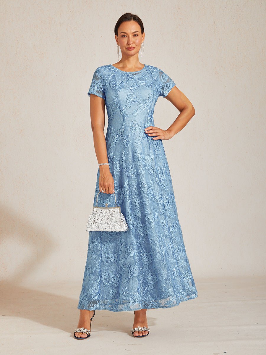 Vestido evasé de encaje rosetón con detalles de lentejuelas - Nhaura