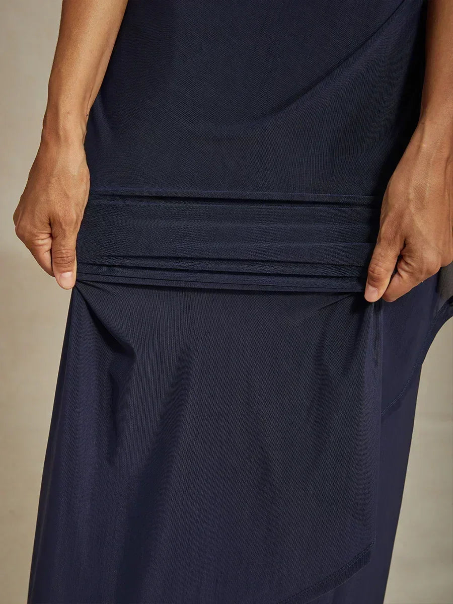 Vestido formal elegante con mangas fluidas adornadas - Nhaura