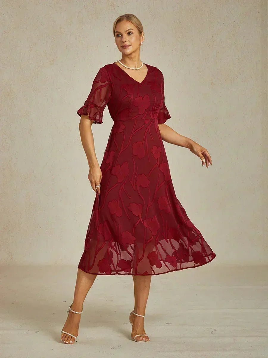 Vestido largo de encaje con volantes fluidos - Nhaura