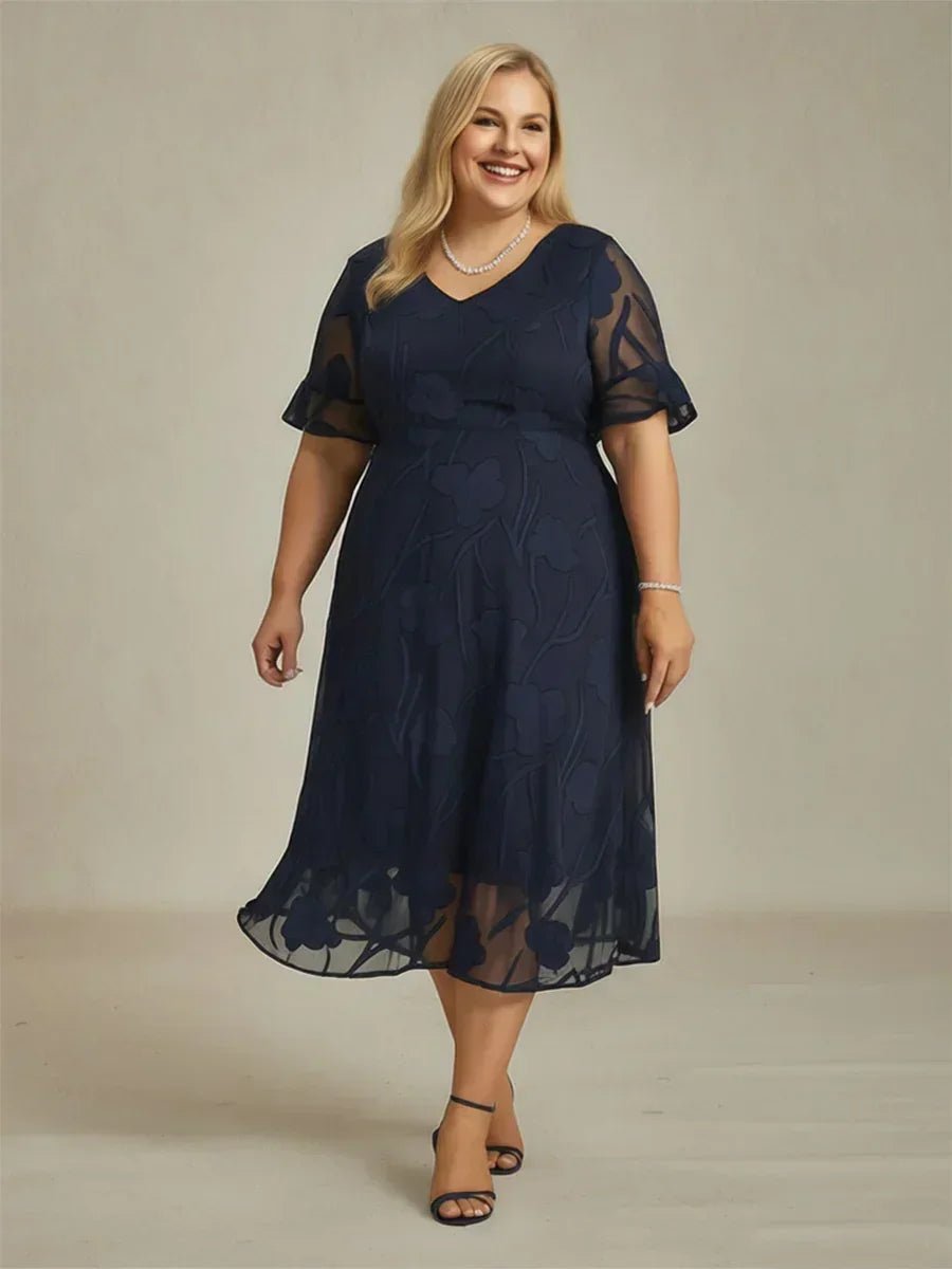 Vestido largo de encaje con volantes fluidos - Nhaura