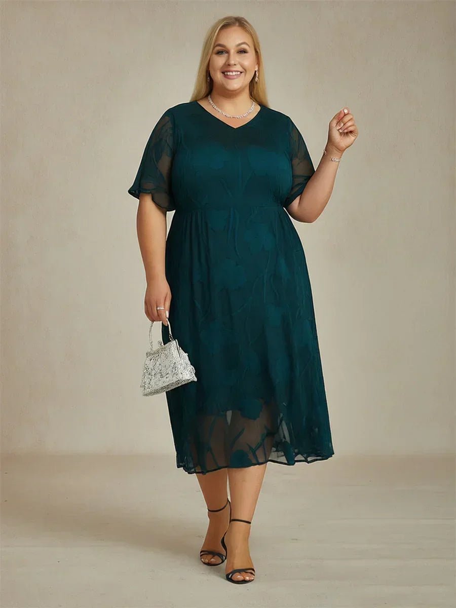 Vestido largo de encaje con volantes fluidos - Nhaura