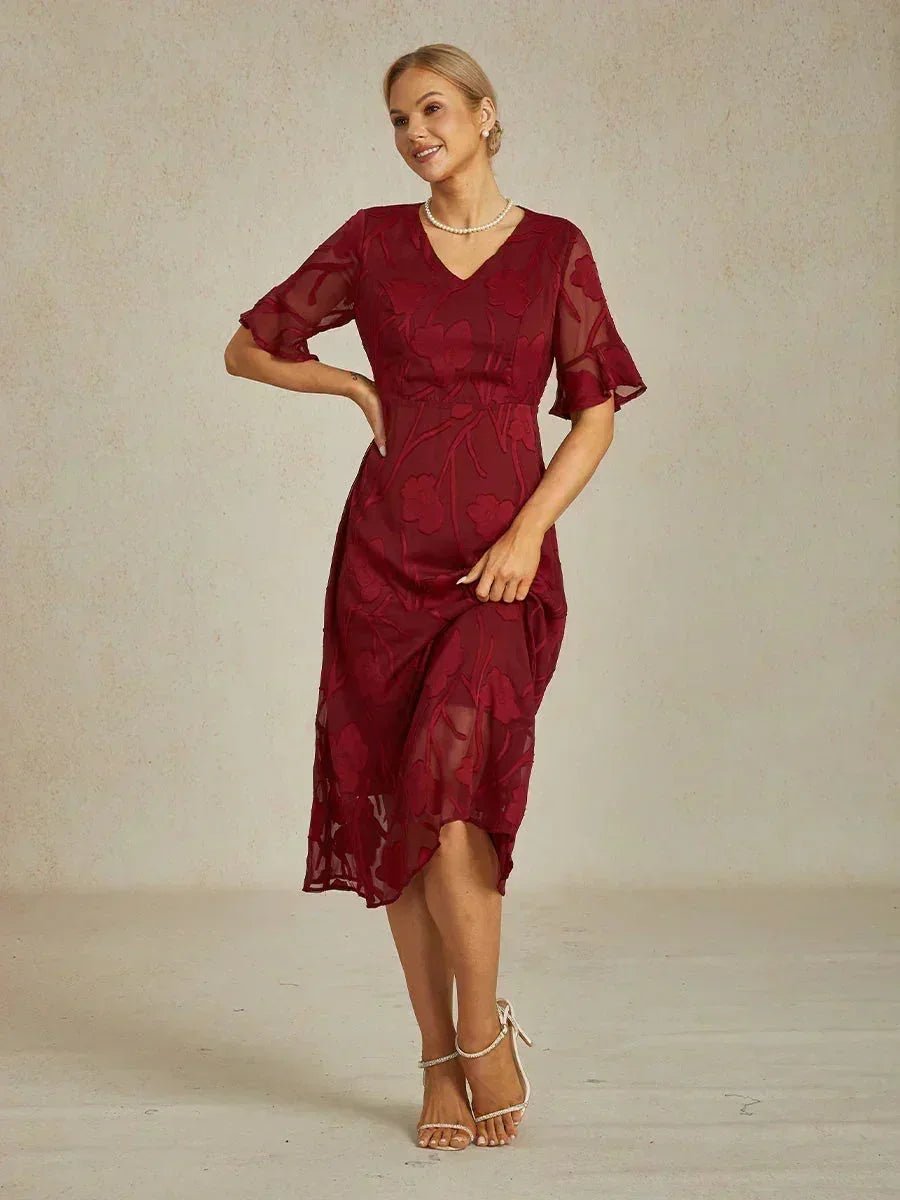 Vestido largo de encaje con volantes fluidos - Nhaura