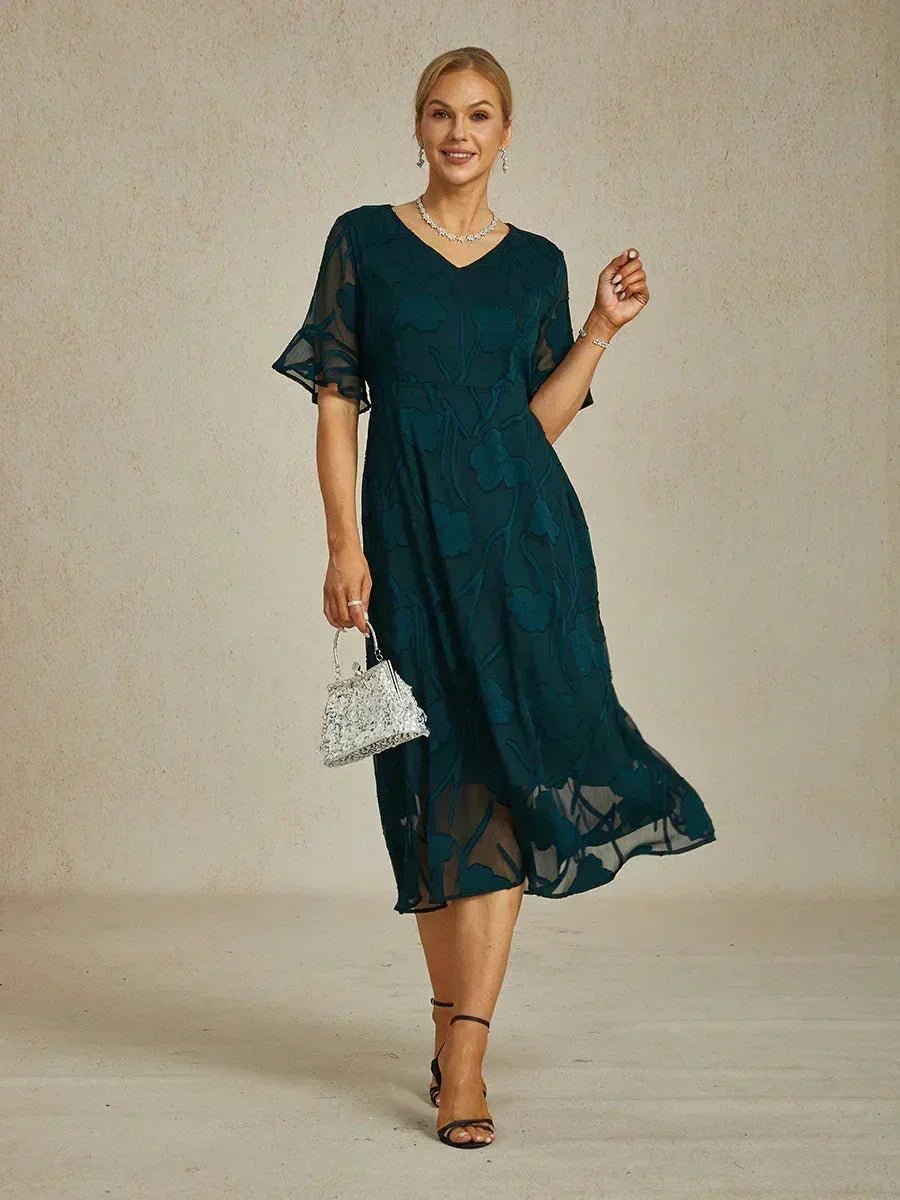 Vestido largo de encaje con volantes fluidos - Nhaura