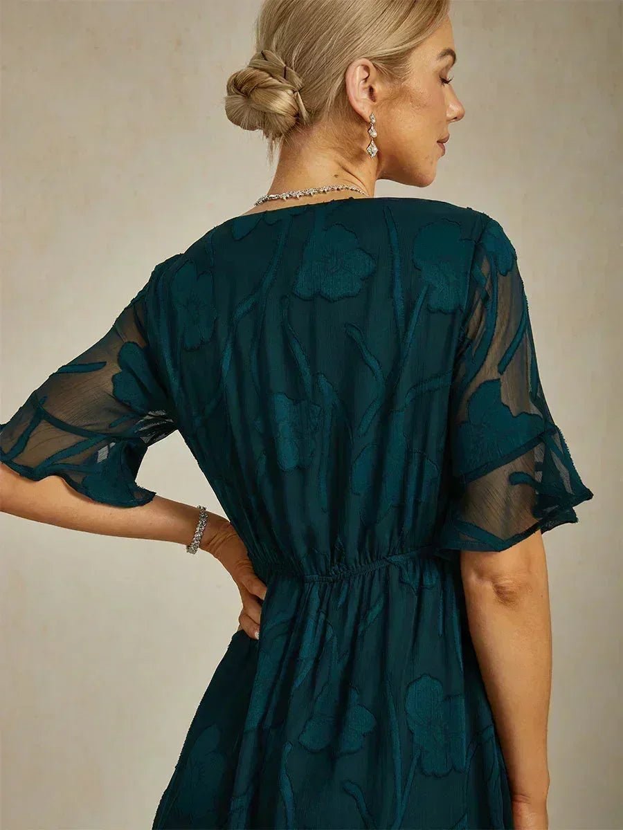 Vestido largo de encaje con volantes fluidos - Nhaura