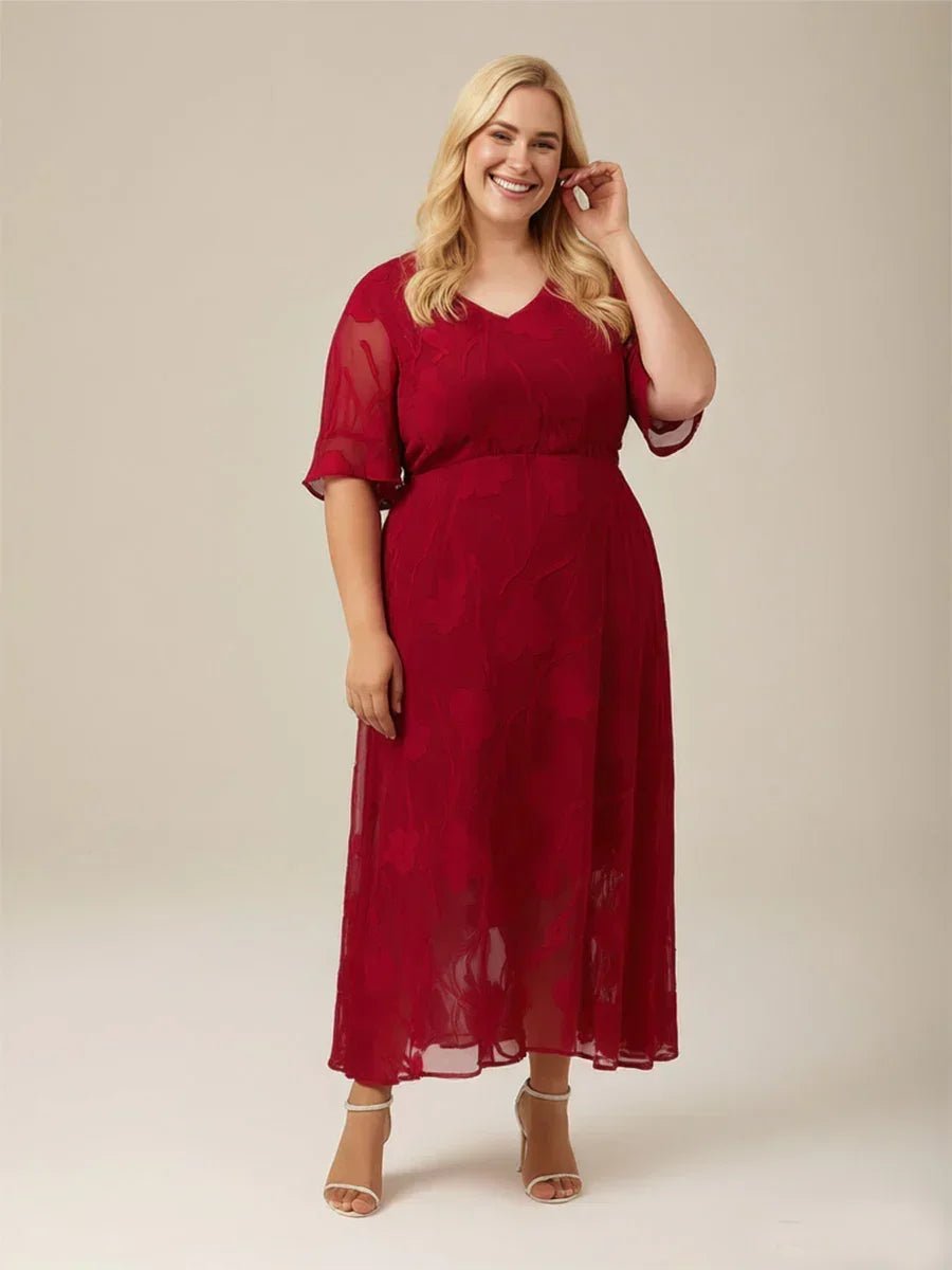 Vestido largo de encaje con volantes fluidos - Nhaura