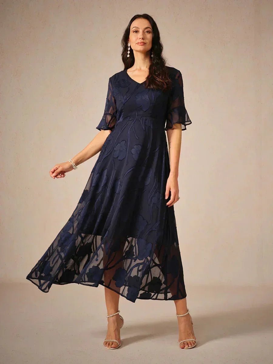 Vestido largo de encaje con volantes fluidos - Nhaura