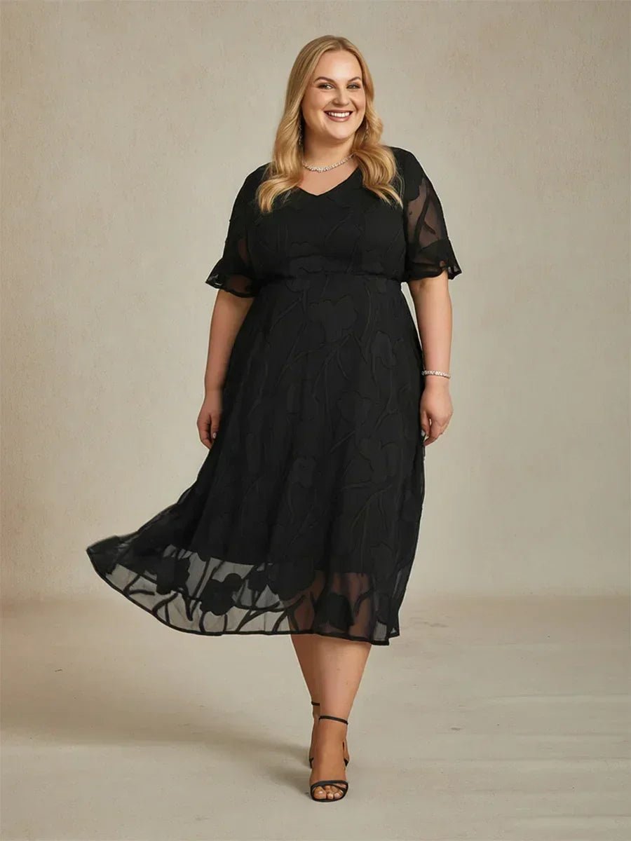Vestido largo de encaje con volantes fluidos - Nhaura