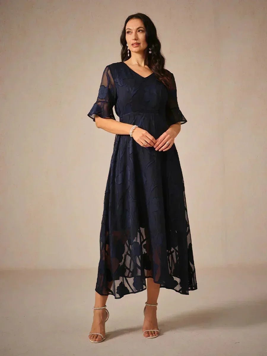 Vestido largo de encaje con volantes fluidos - Nhaura