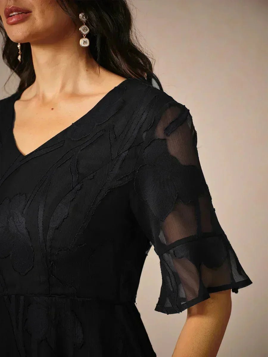 Vestido largo de encaje con volantes fluidos - Nhaura