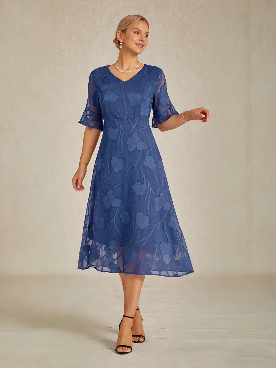 Vestido largo de encaje con volantes fluidos - Nhaura