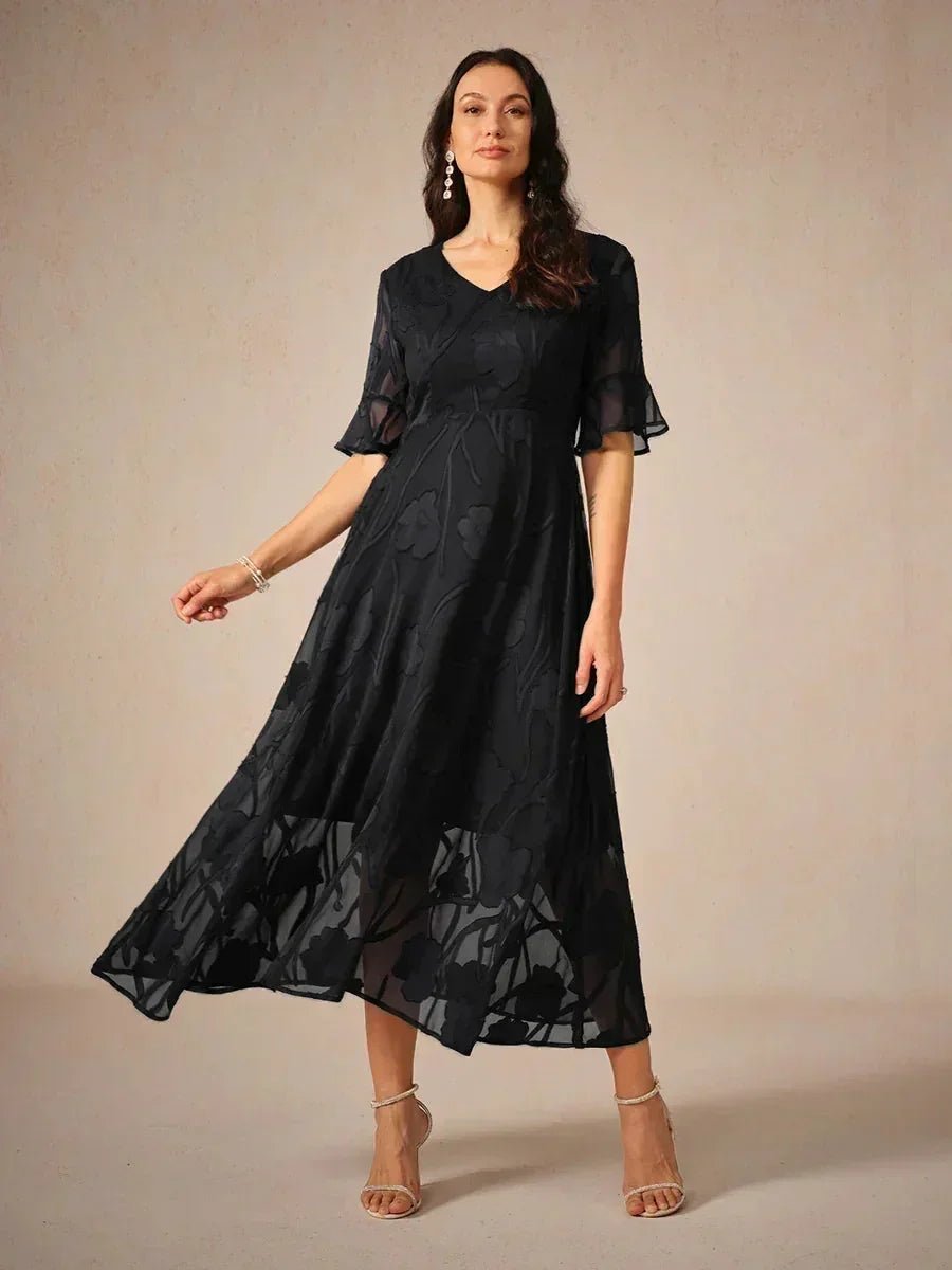 Vestido largo de encaje con volantes fluidos - Nhaura