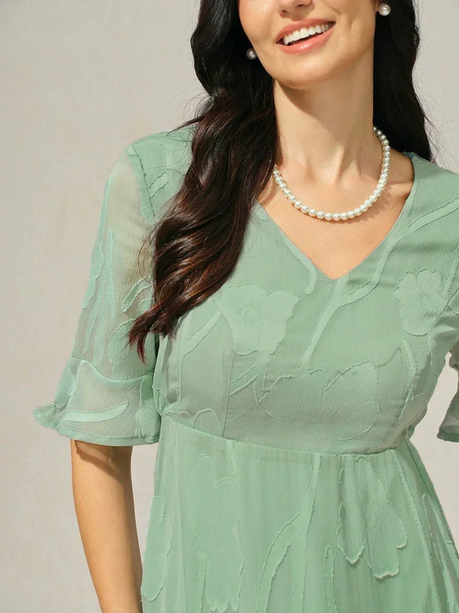 Vestido largo de encaje con volantes fluidos - Nhaura