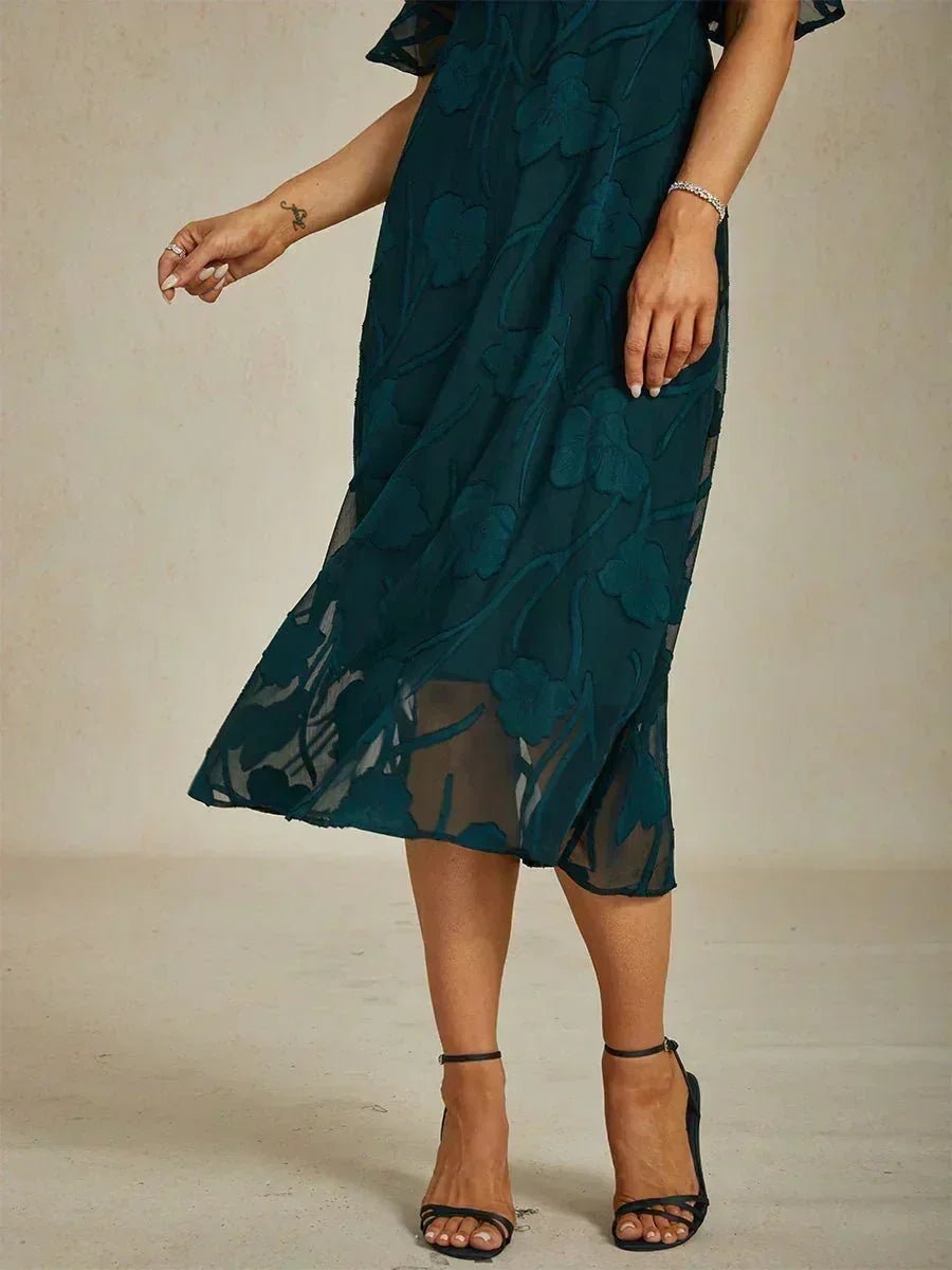 Vestido largo de encaje con volantes fluidos - Nhaura