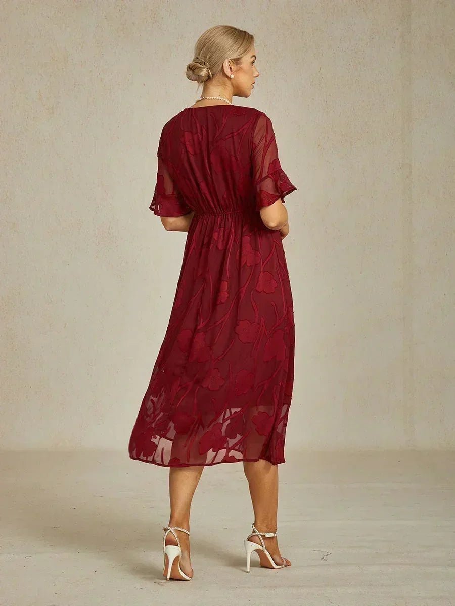 Vestido largo de encaje con volantes fluidos - Nhaura
