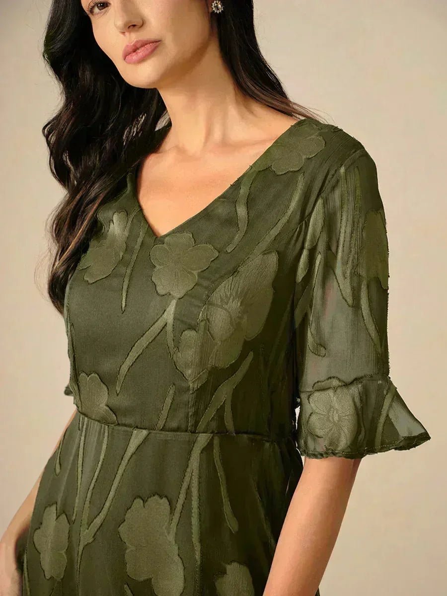 Vestido largo de encaje con volantes fluidos - Nhaura