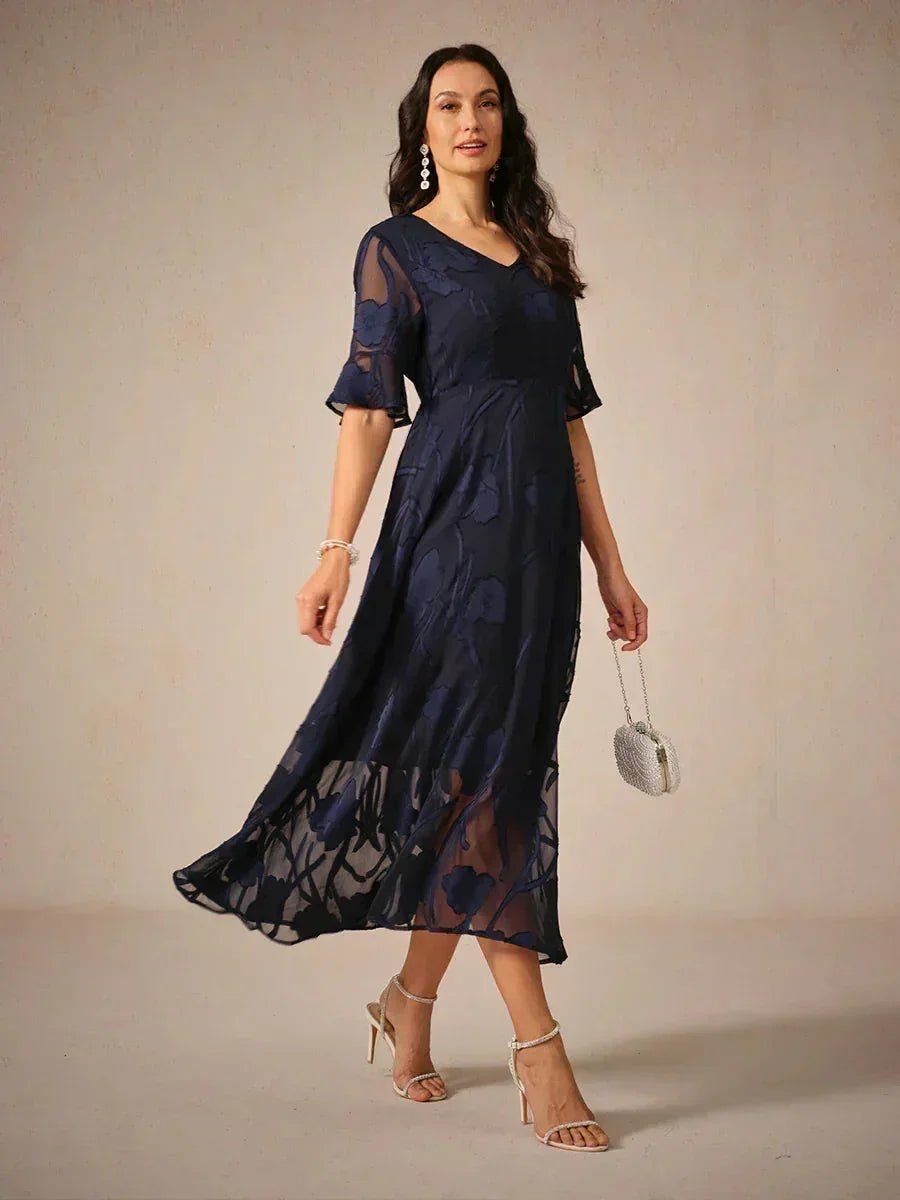 Vestido largo de encaje con volantes fluidos - Nhaura