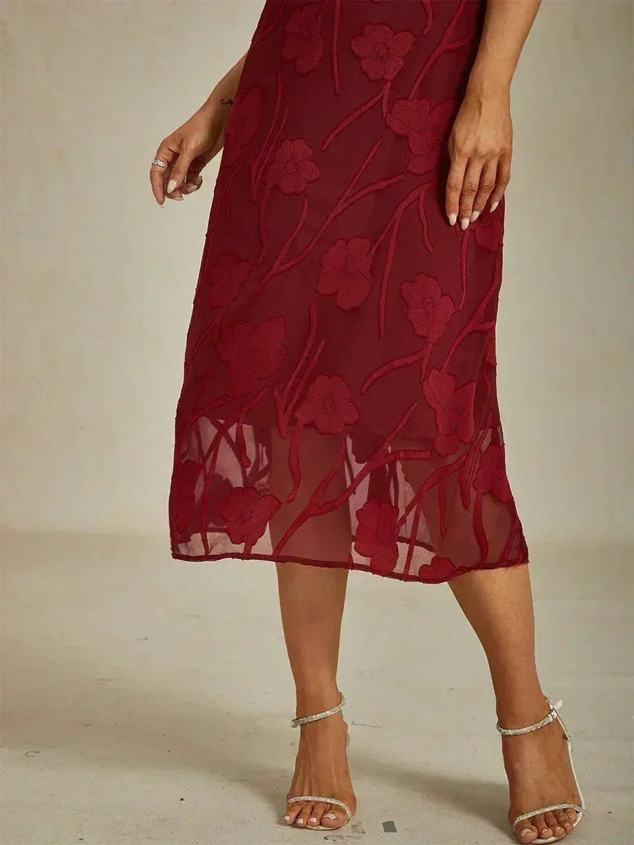 Vestido largo de encaje con volantes fluidos - Nhaura