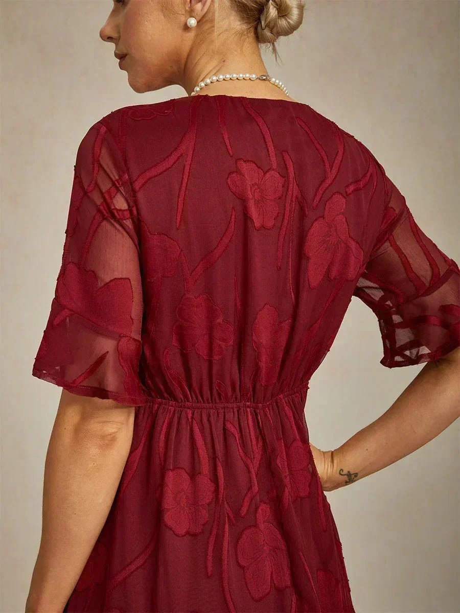 Vestido largo de encaje con volantes fluidos - Nhaura