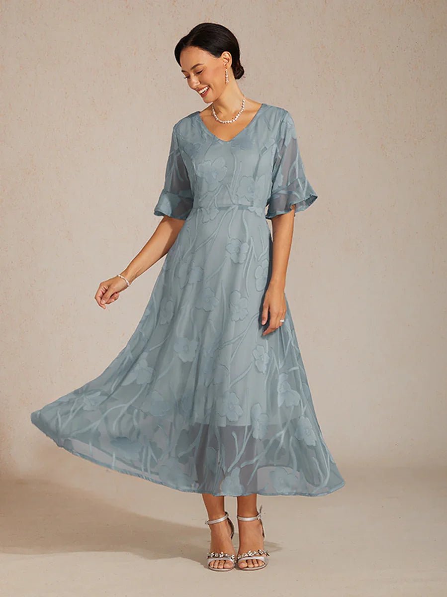 Vestido largo de encaje con volantes fluidos - Nhaura