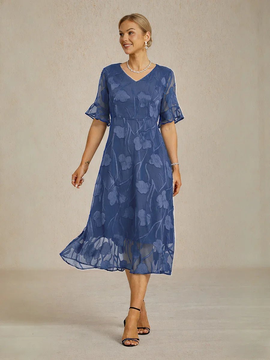 Vestido largo de encaje con volantes fluidos - Nhaura