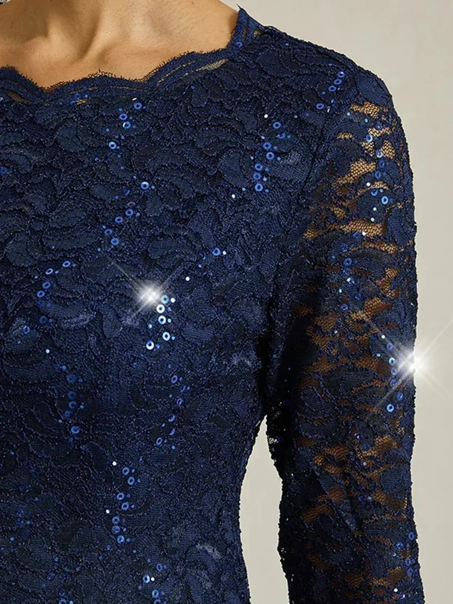 Vestido largo té elegante de encaje y gasa - Nhaura