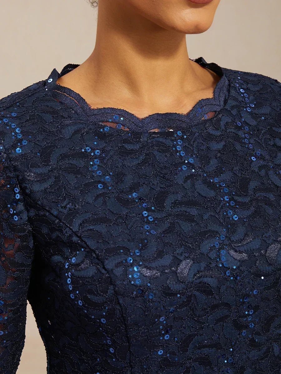 Vestido largo té elegante de encaje y gasa - Nhaura