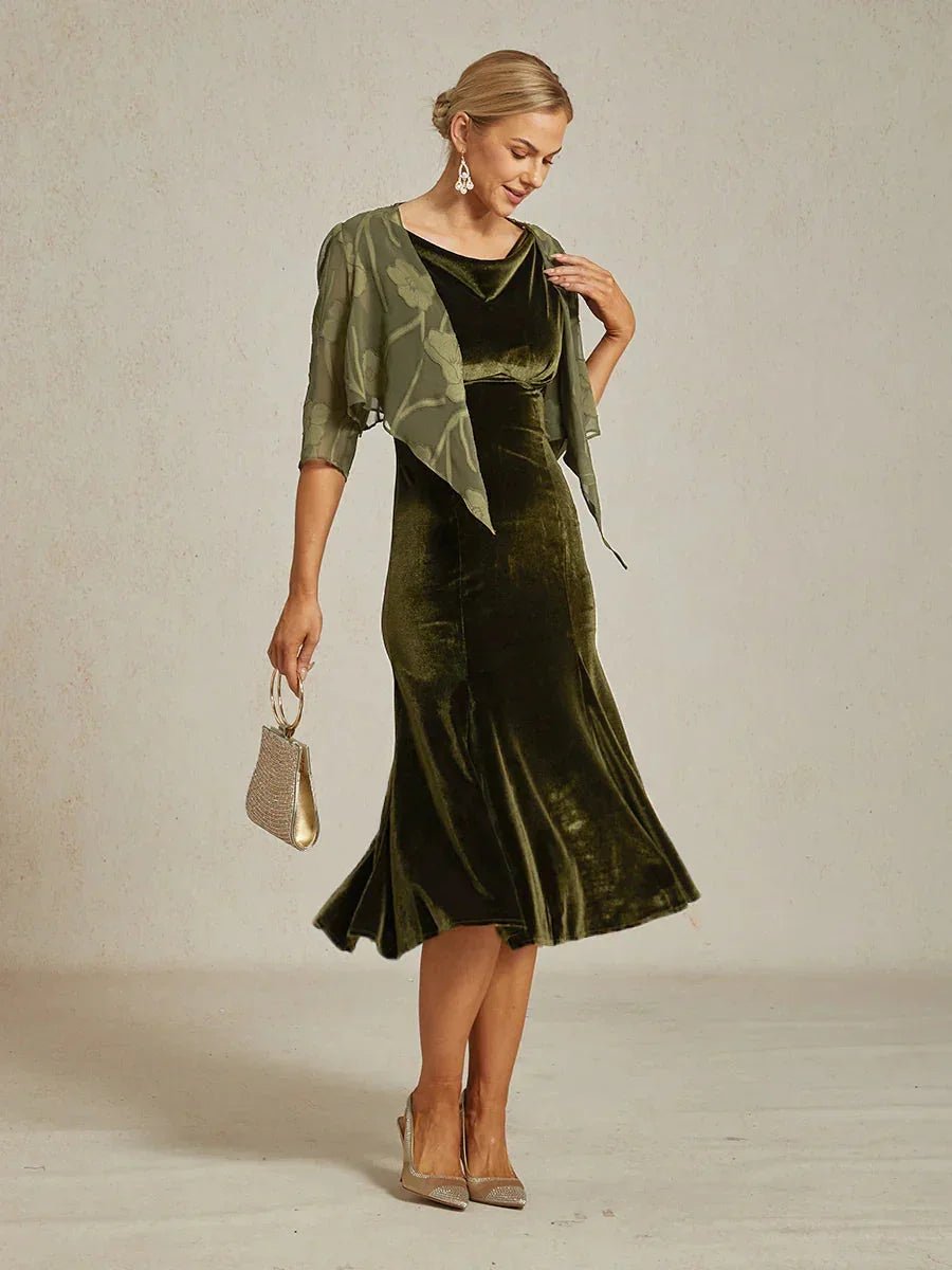 Vestido midi de terciopelo elástico sin mangas con escote redondo - Nhaura