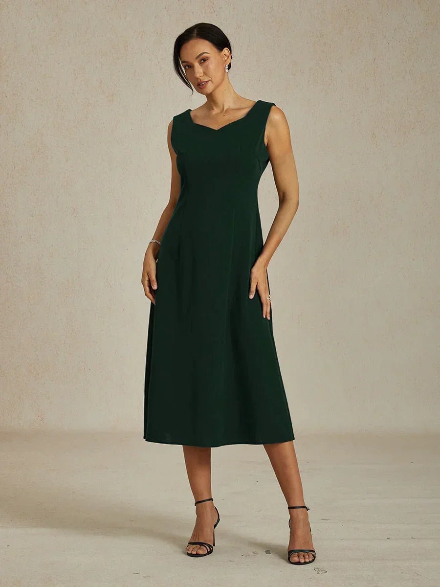 Vestido midi recto negro sin mangas - Nhaura