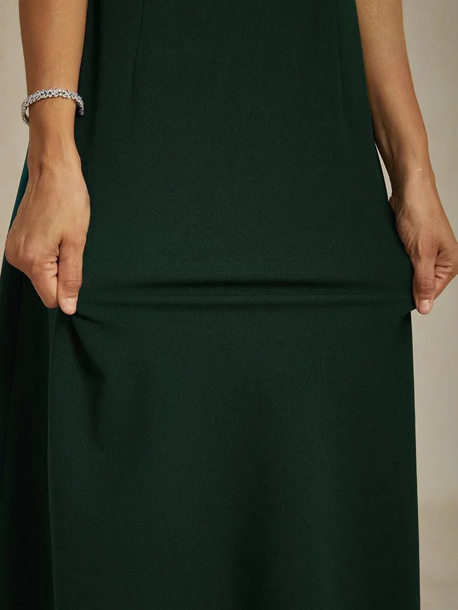 Vestido midi recto negro sin mangas - Nhaura