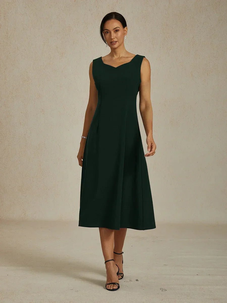 Vestido midi recto negro sin mangas - Nhaura